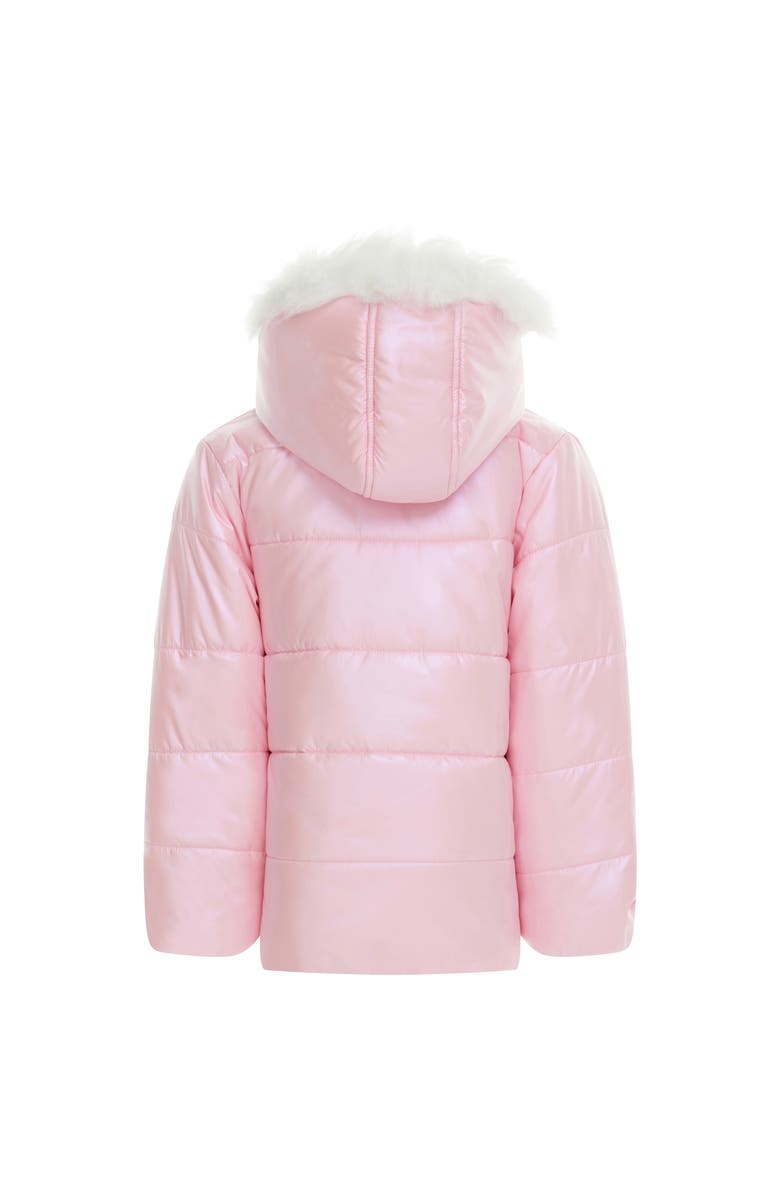 Disney Minnie Mouse Faux Fur Hooded Puffer Coat, Alternate, color, Pink Minnie Daisy