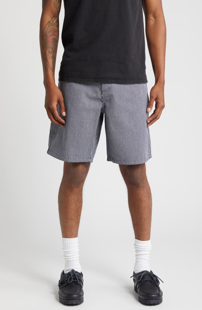 Saturdays NYC Flat Front Stripe Twill Shorts, Main, color,