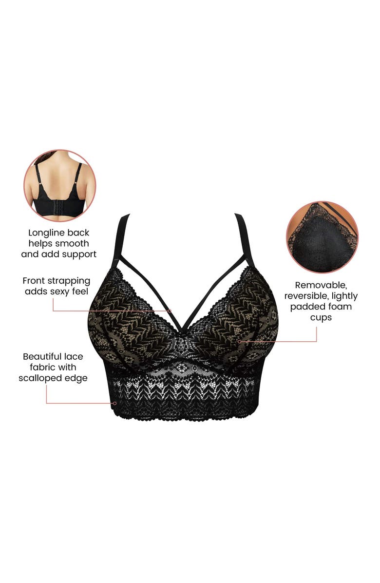 Parfait Mia Wire-Free Padded Lace Bralette, Alternate, color, Black