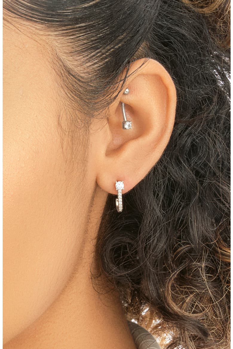Cubic Zirconia Pavé Drop Earrings, Alternate, color, SILVER
