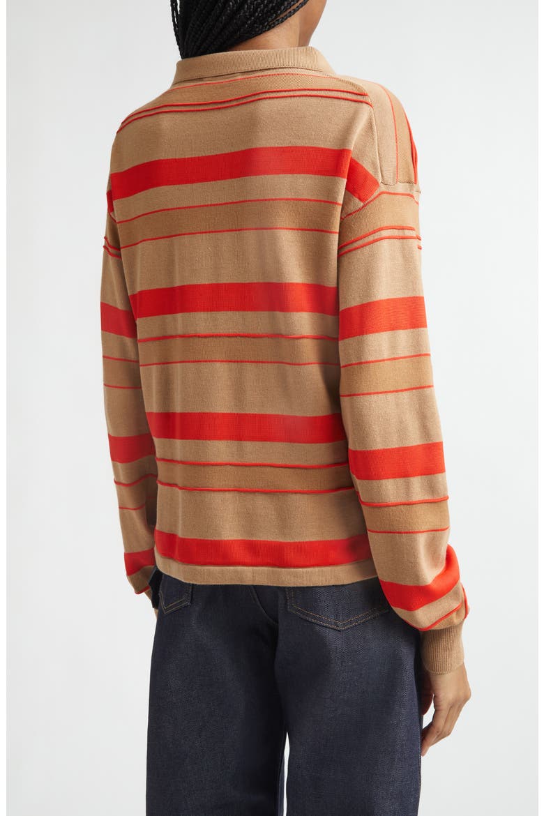 Stripe Cotton & Wool Blend Rugby Polo, Alternate, color, BISCUIT