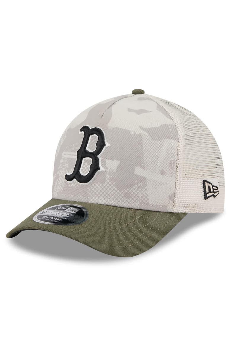 New Era Men's New Era Light Beige/Olive Boston Red Sox 2025 Armed Forces Day 9FORTY M-Crown A-Frame Adjustable Hat, Alternate, color, Light Beige