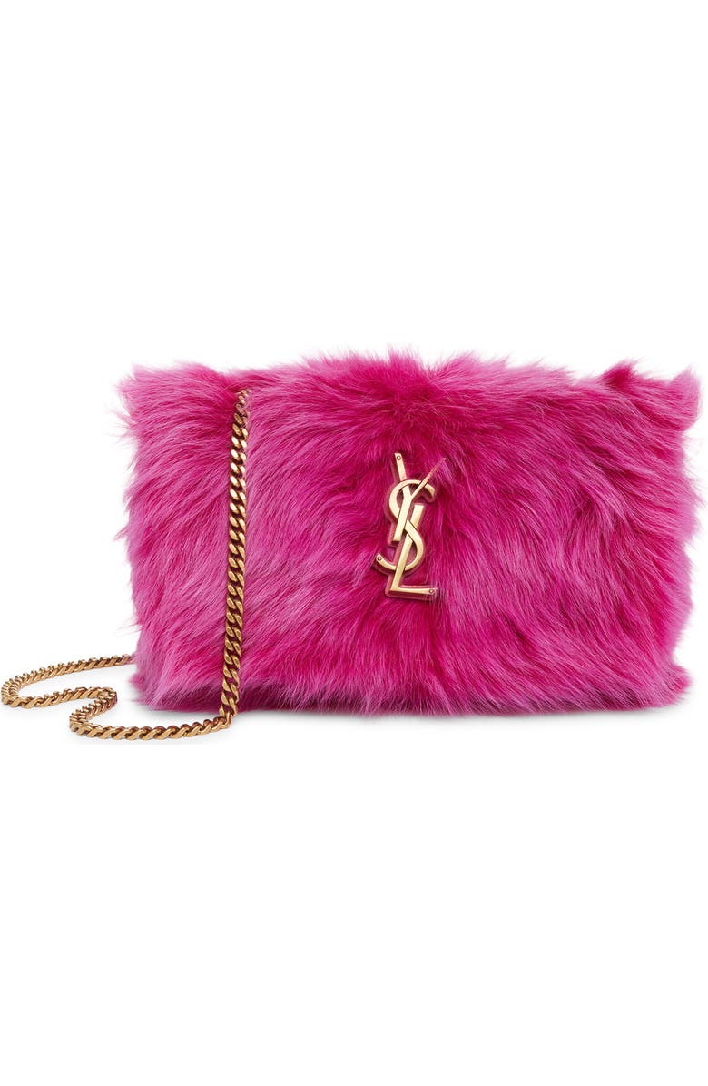 Saint Laurent KATE SML REV FUR SHLDR, Main, color, Magenta
