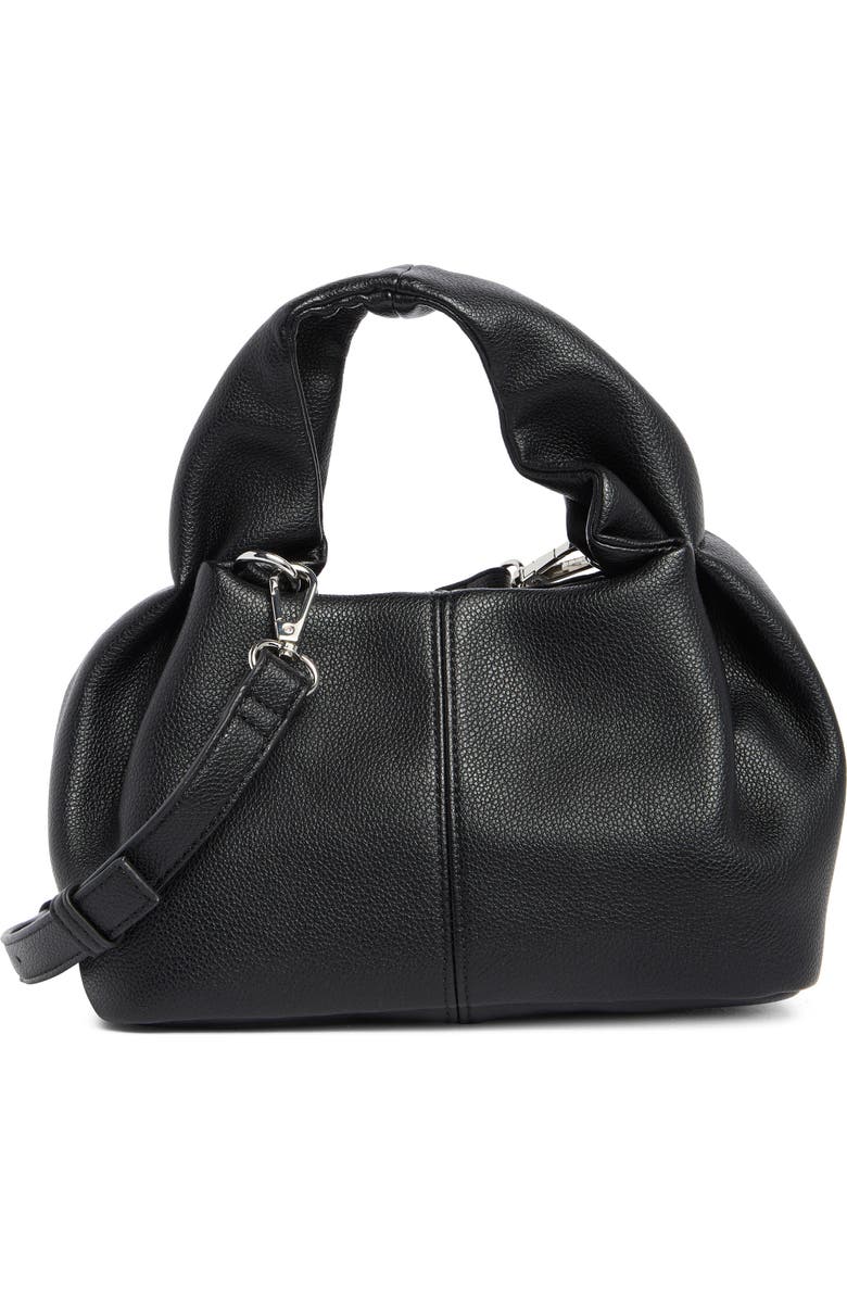 BCBG Mini Pleated Top Handle Satchel, Main, color, Black