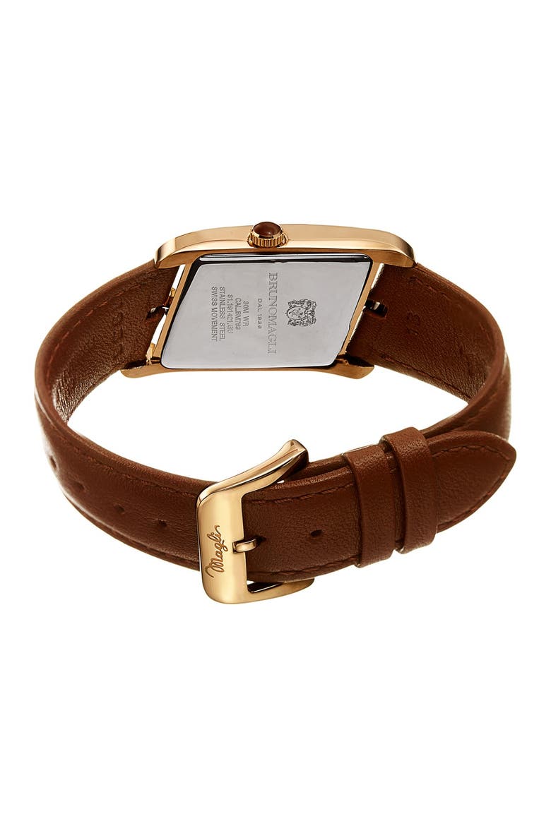 Women's Sofia 1421 Asymmetrical Case Leather Strap Watch, 24mm, Alternate, color, TAN