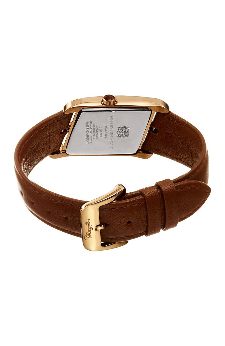 Bruno Magli Women's Sofia 1421 Asymmetrical Case Leather Strap Watch, 24mm, Alternate, color, 