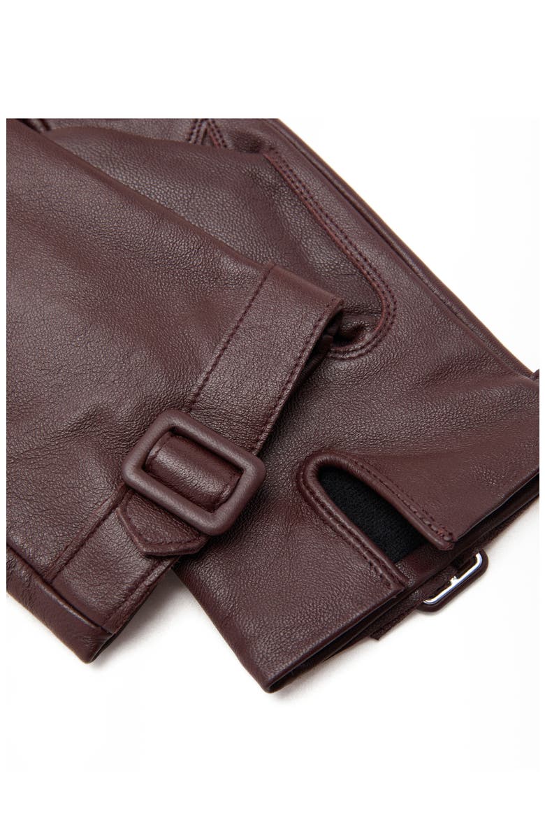 Buckle Detail Leather Gloves, Alternate, color, BURGUNDY