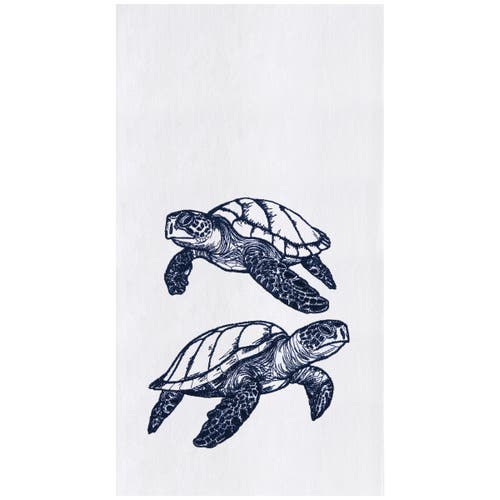 C & F Home C&f Home Blue Sea Turtles Kitchen And Bathroom Embroidered Hand Towel In Blue
