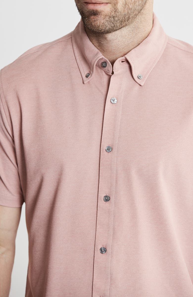 JACHS Short Sleeve Stretch Oxford Button-Up Shirt, Alternate, color, Light Red