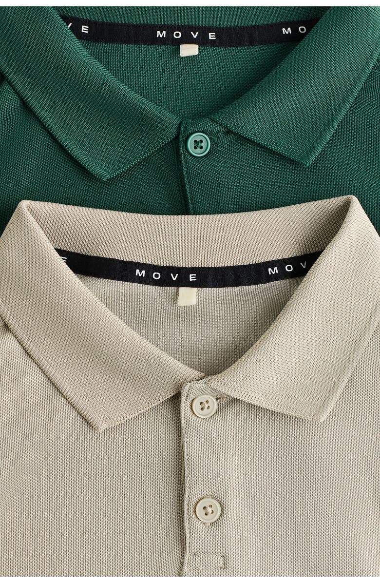 H&M 2-pack Regular Fit Sports Polo Shirts, Alternate, color, Green
