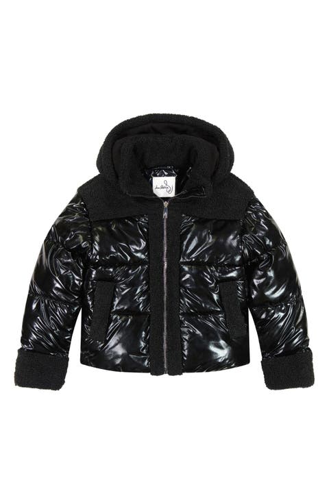 Kids' Hybrid Metallic Faux Shearling Trim Puffer Jacket (Little Kid)