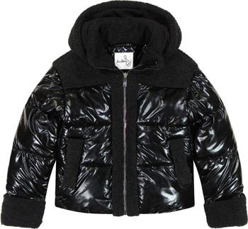 Kids' Hybrid Metallic Faux Shearling Trim Puffer Jacket