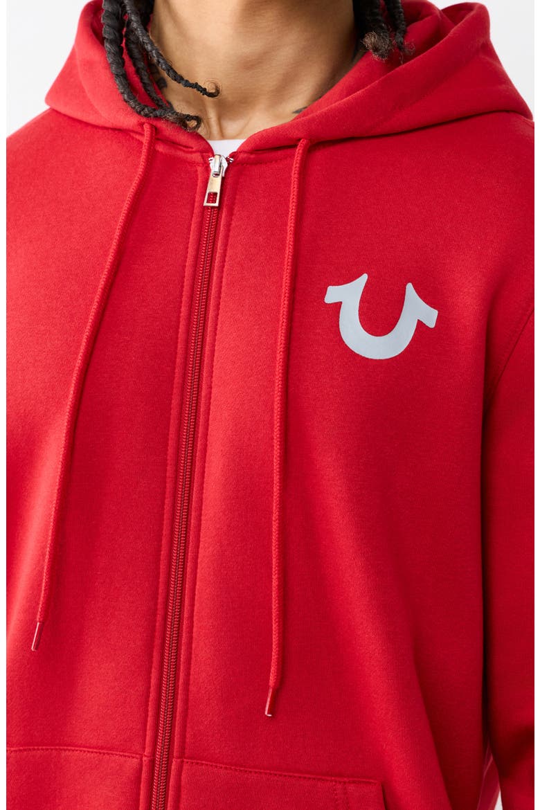 Wreath Buddha Zip Hoodie, Alternate, color, TRV RED