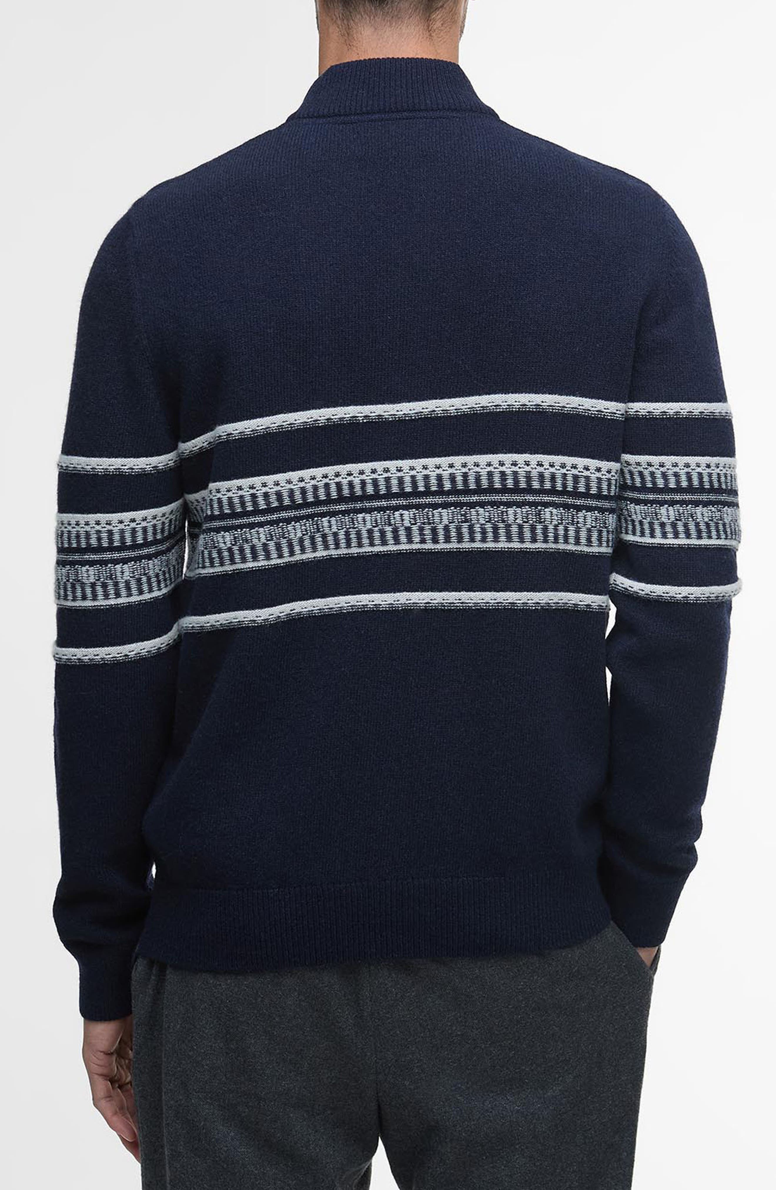 Kepwick Stripe Wool Half Zip Sweater - image 2