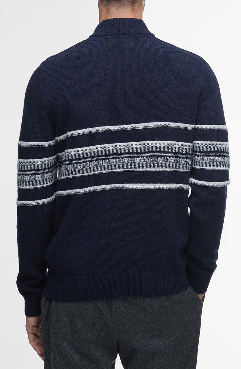 Barbour Kepwick Stripe Wool Half Zip Sweater, Alternate, color, Navy