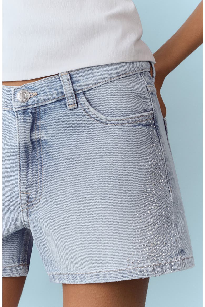 Glitter Denim Shorts, Alternate, color, MEDIUM BLUE