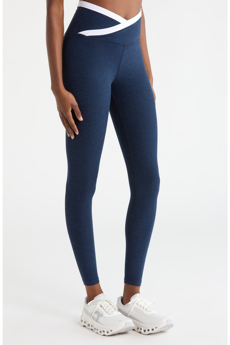 Spacedye Outlines High Waist Midi Leggings, Alternate, color, NOCTURNAL NAVY