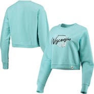 LEAGUE COLLEGIATE WEAR Women's League Collegiate Wear Light Blue Wisconsin Badgers Corded Timber Crop Pullover Sweatshirt