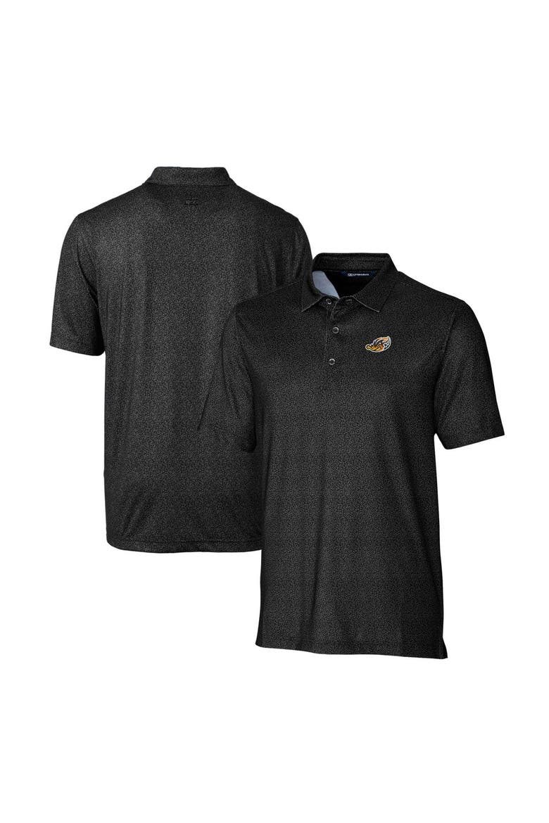 Men's Cutter & Buck Black Akron RubberDucks Pike Micro Floral Stretch Polo, Main, color, Black