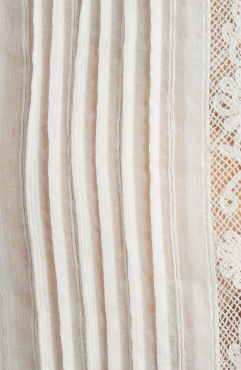 LoveShackFancy Jacque Lace Inset Button Front Shirt, Alternate, color, 