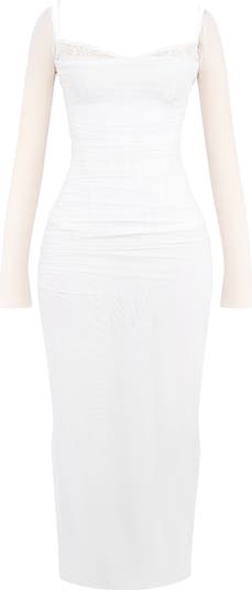 Katrina Lace Mesh Long Sleeve Gown
