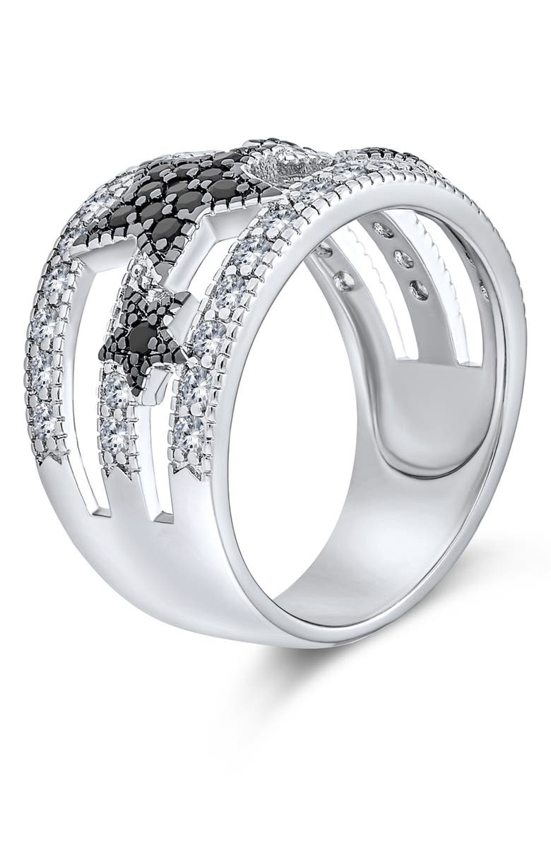 BLING JEWELRY Black & White Pavé CZ Celestial Ring, Alternate, color,