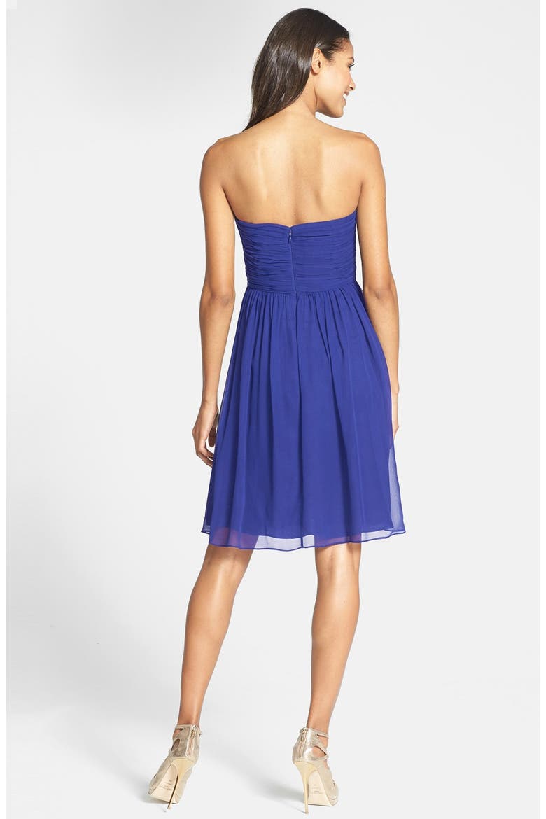 'Morgan' Strapless Silk Chiffon Dress, Alternate, color, ROYAL
