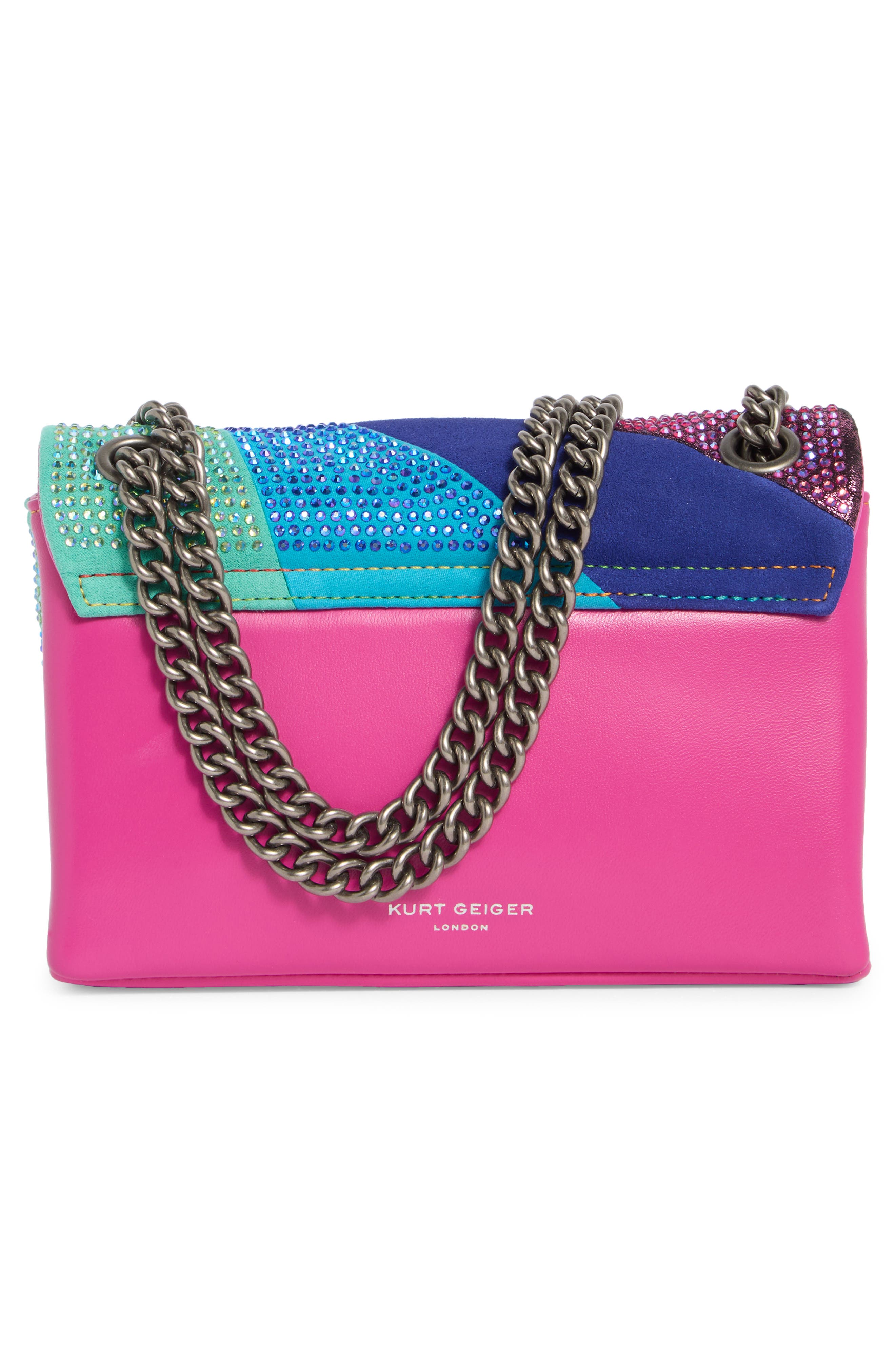 Kurt Geiger London Mini Kensington Convertible Leather Crossbody Bag, Alternate, color, Pink Multi