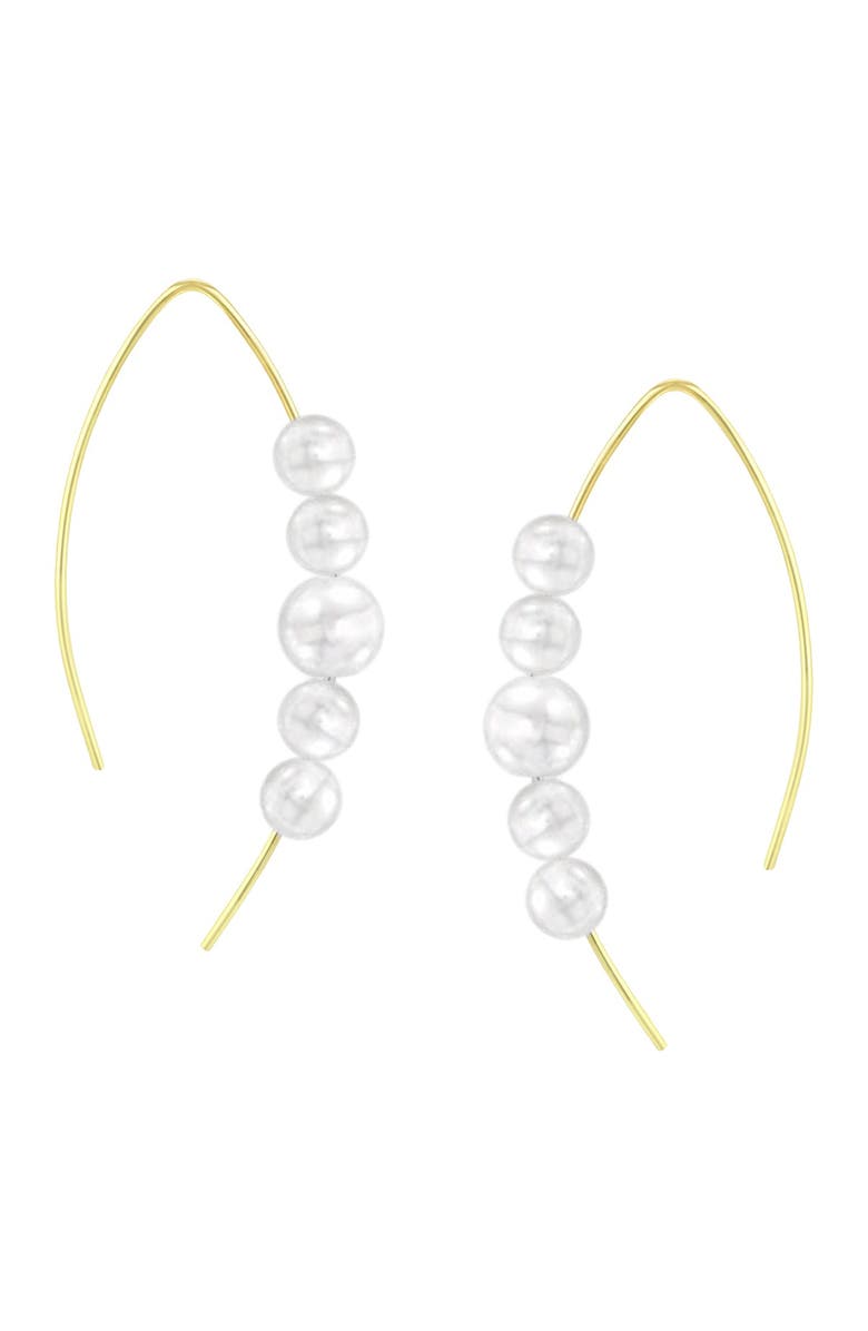 SAVVY CIE JEWELS 14K Gold Graduated Swarovski Faux 6-8mm Pearl Earrings, Alternate, color, 