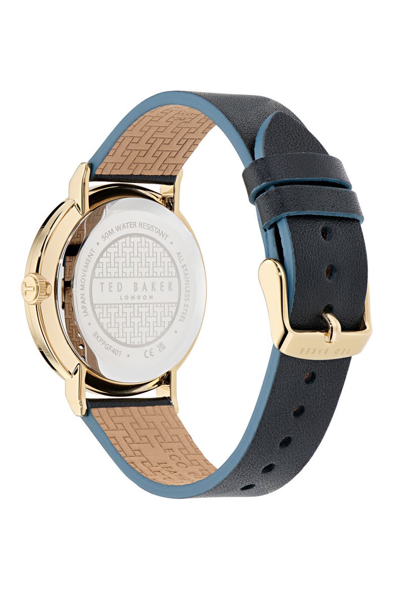 Phylipa Gents Leather Strap Watch, 41mm, Alternate, color, BLACK