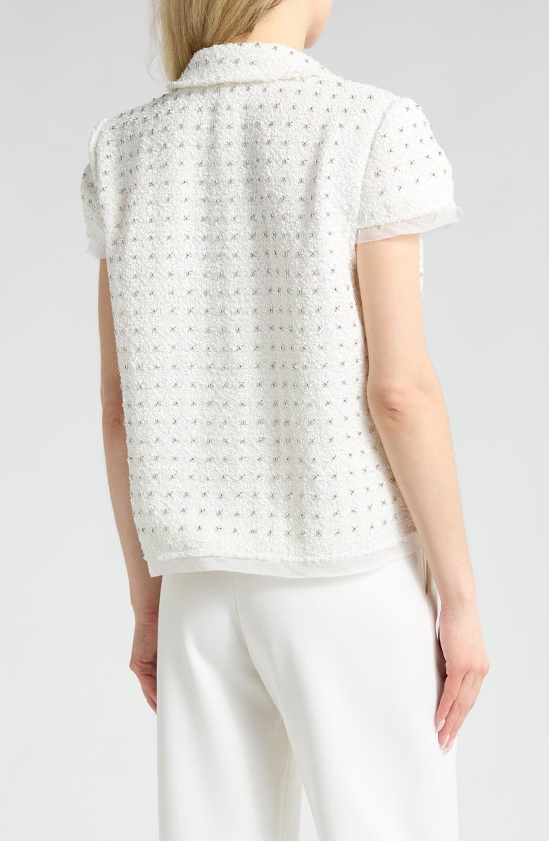 JASON WU Embellished Tweed Short Sleeve Blazer, Alternate, color, 