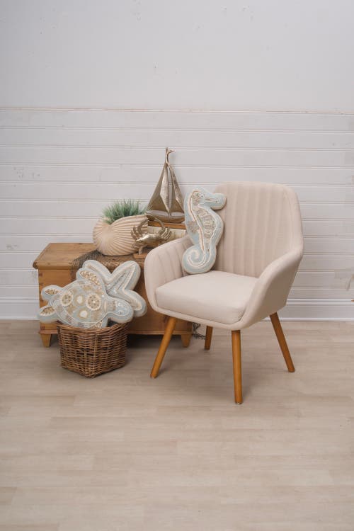 C & F Home C&f Home Beaded Seahorse Coastal Embellished Accent Shaped Pillow In Gray