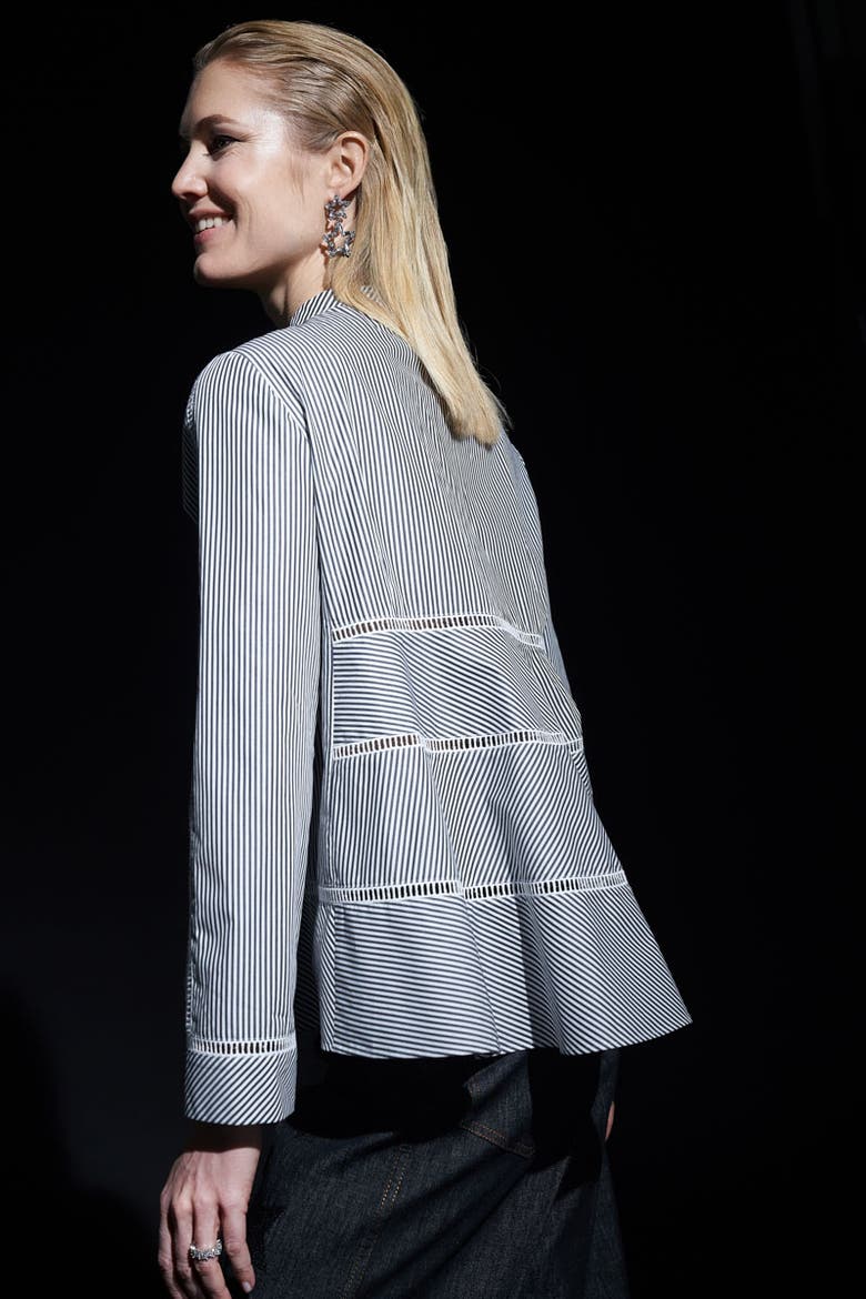 Striped Shirt With Eylet Trim, Alternate, color, Black / White