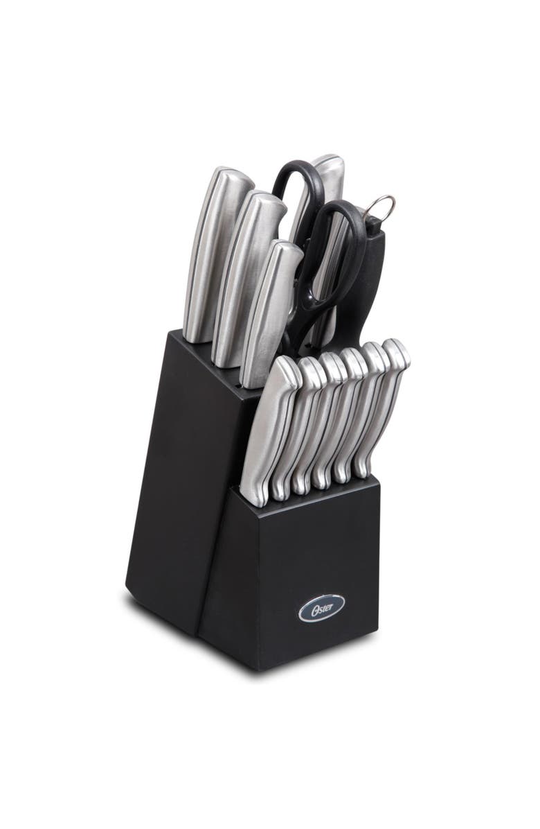 OSTER Baldwyn 14 Piece Stainless Steel Cutlery Block Set, Main, color, Black