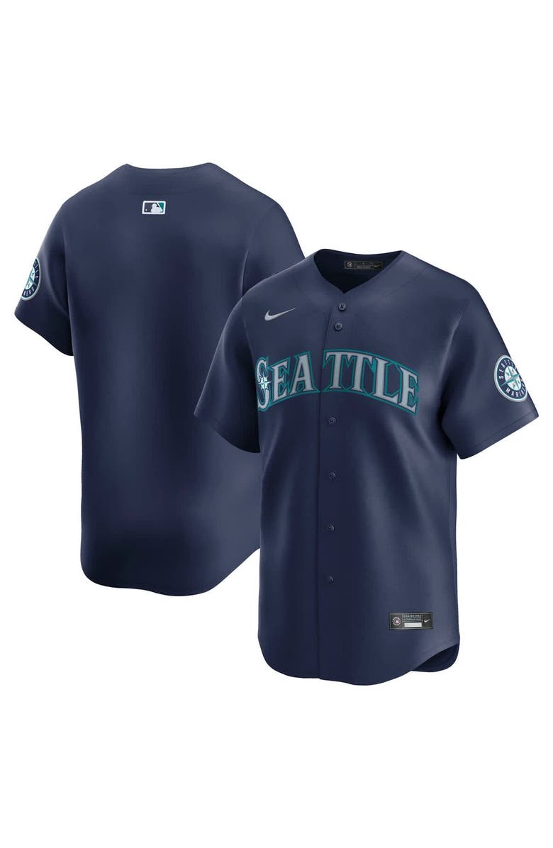 Nike Men's Nike Navy Seattle Mariners Road Limited Jersey, Main, color, 