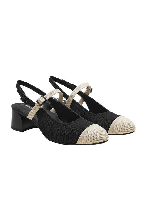 Almond-Toe Slingback Mary-Jane Sandals (Juliana)