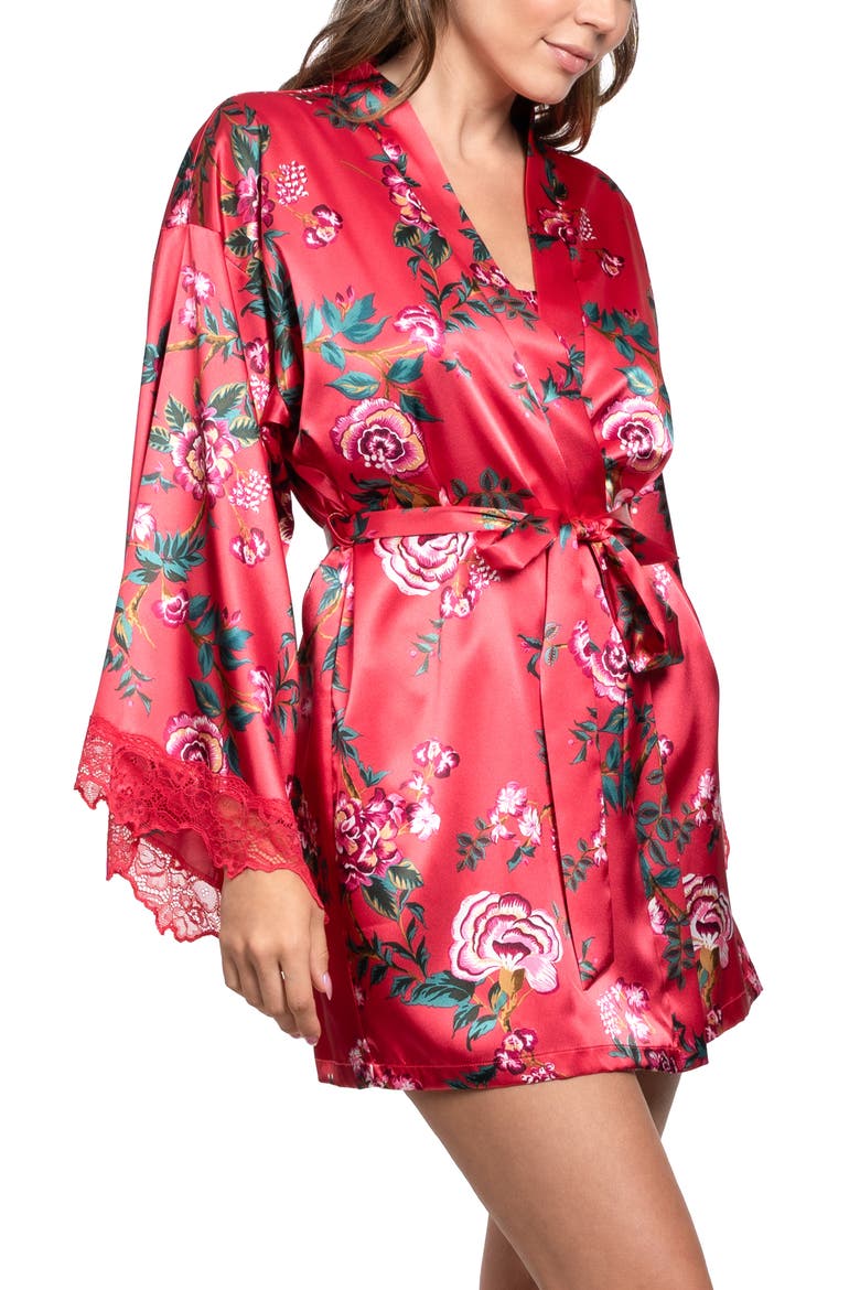 Phoenix Satin Robe, Alternate, color, RED