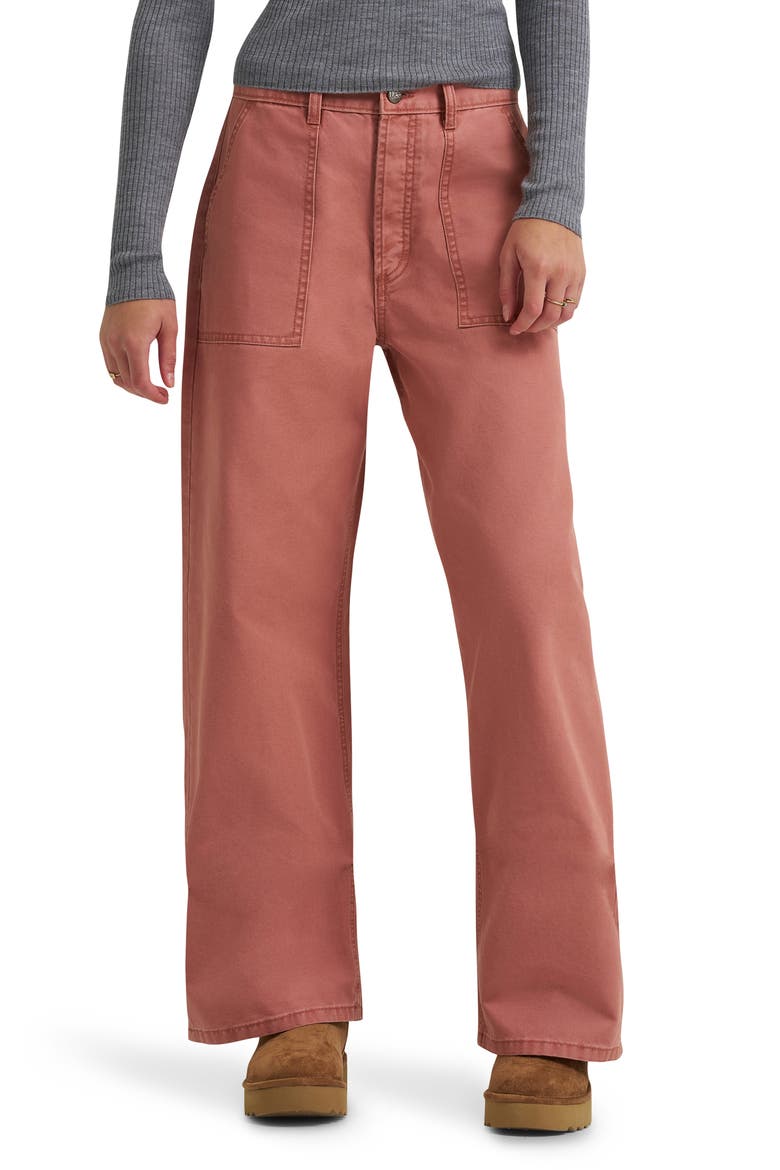 Patch Pocket Slouchy Twill Pants, Main, color, DUSTY ROSE