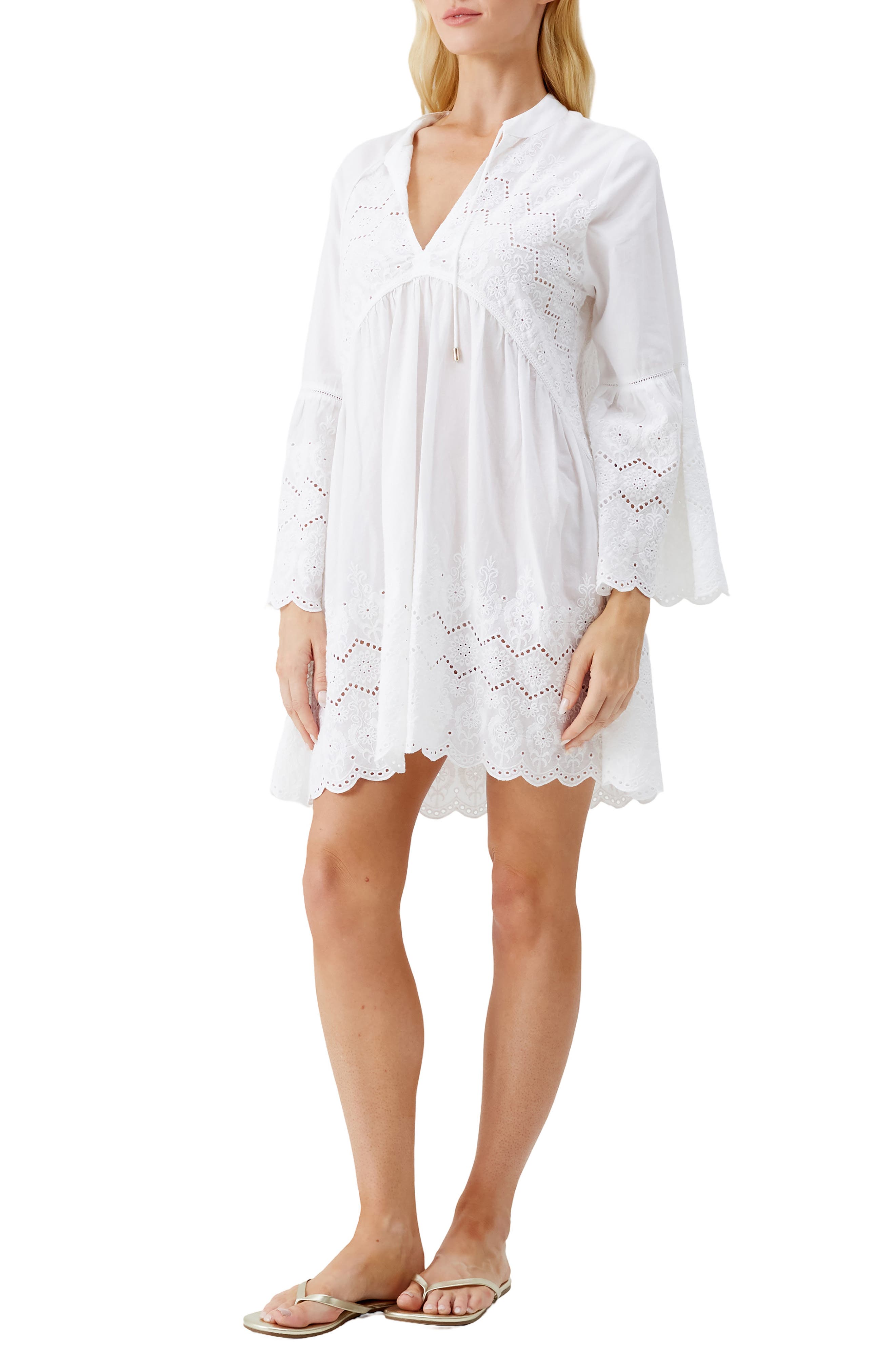 Melissa Odabash Sebenna Cotton Eyelet Cover-Up Dress