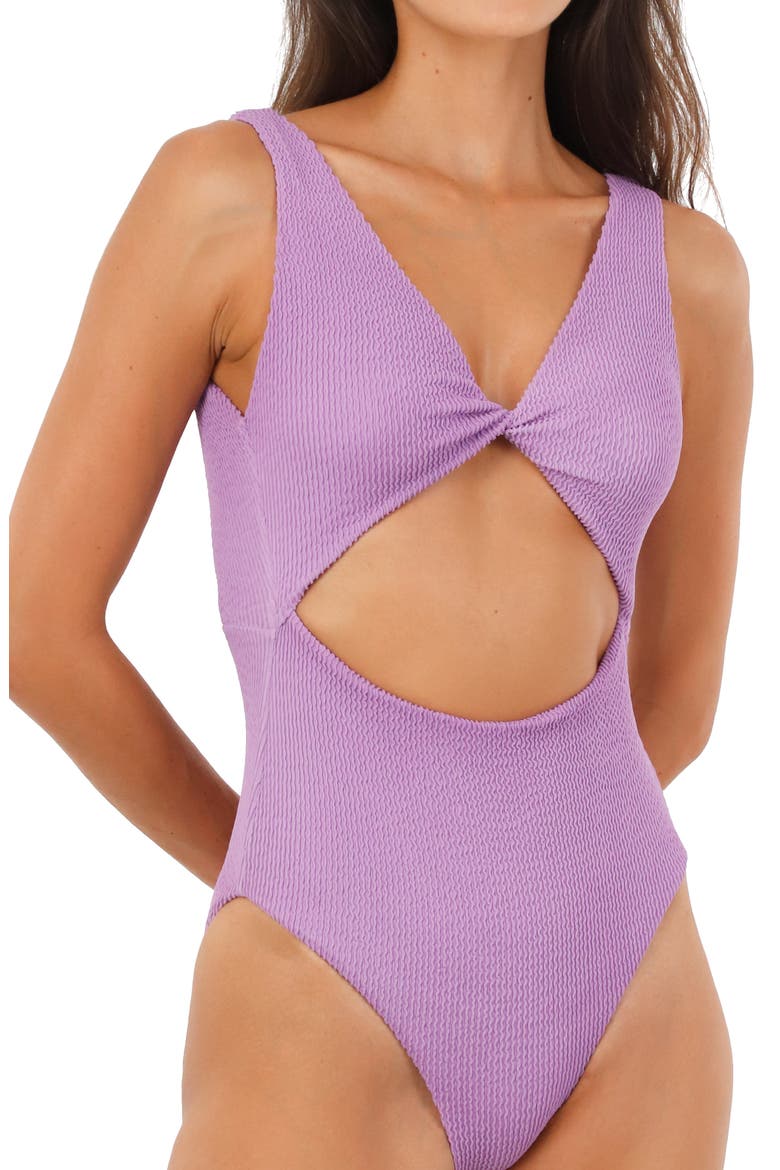 Textured Cutout One-Piece Swimsuit, Main, color, TEXTURED WAVE FLOWING ORCHID