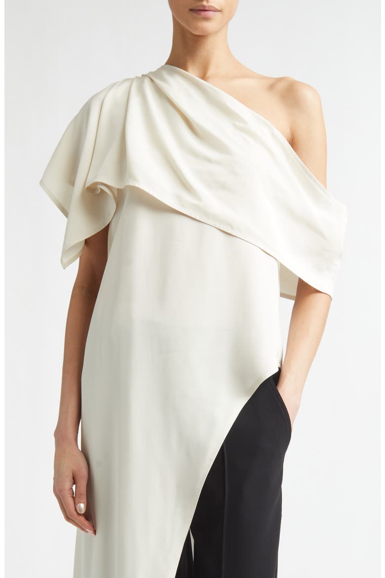 Haya Asymmetric One-Shoulder Cady Top, Alternate, color, ECRU