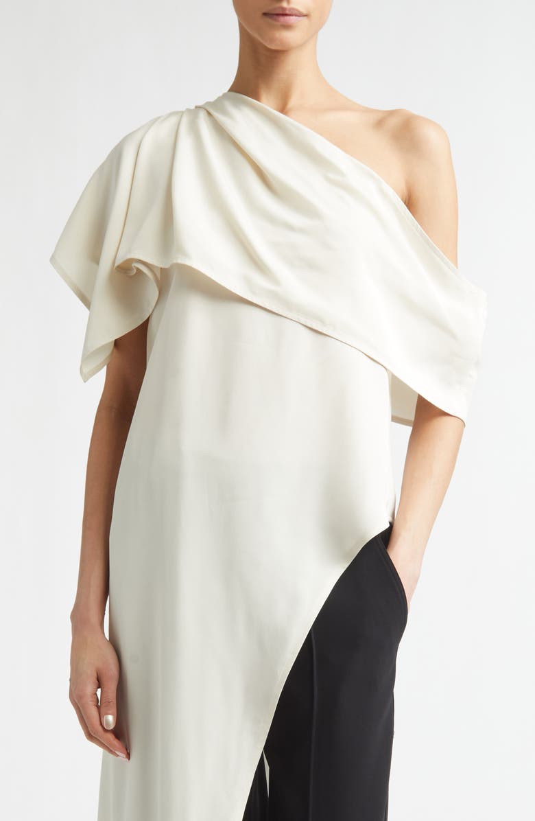 Proenza Schouler Haya Asymmetric One-Shoulder Cady Top, Alternate, color, Ecru