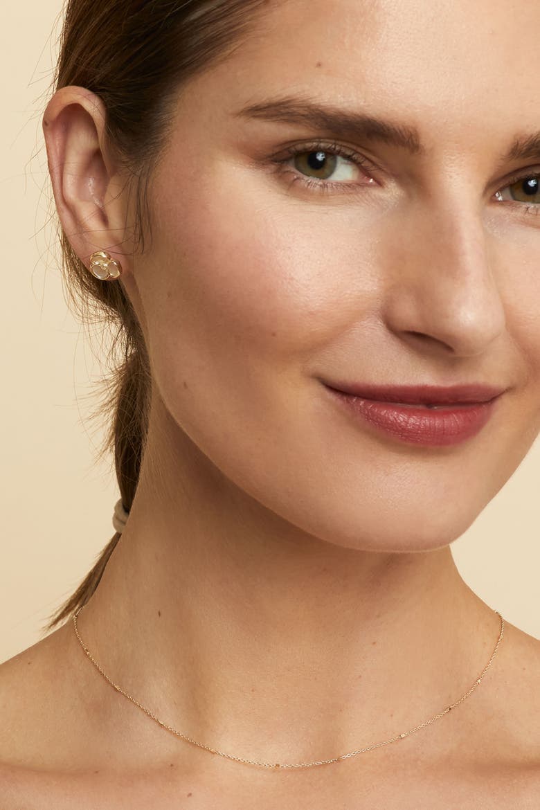 14K Yellow Gold Petals of Pearl Studs, Alternate, color, Yellow Gold