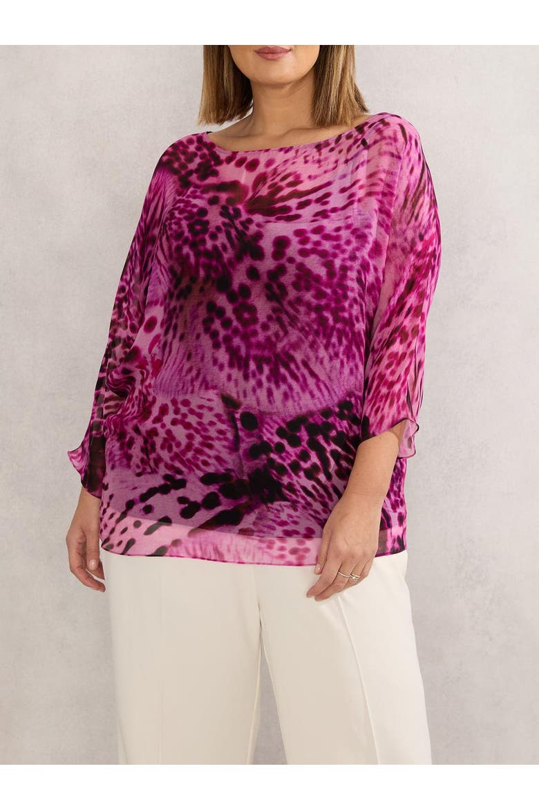 Chiffon Animal Print Blouse, Alternate, color, Pink