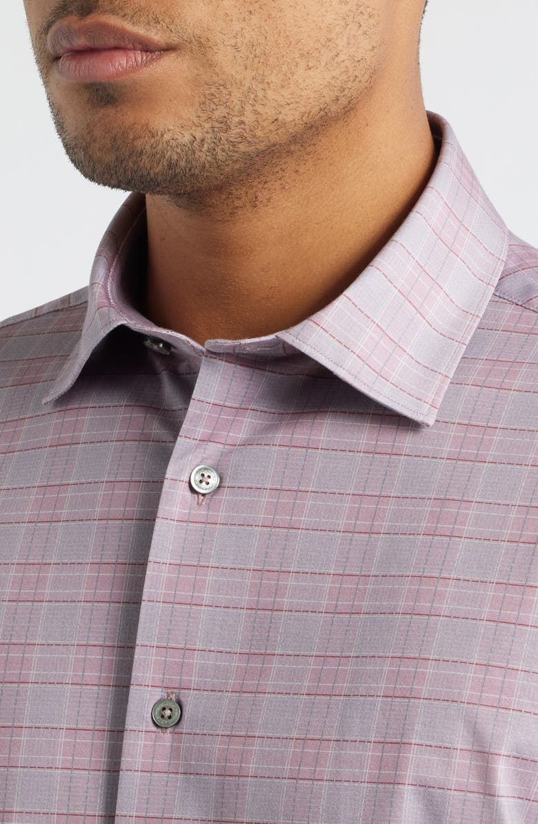 Bugatchi James OoohCotton<sup>®</sup> Check Button-Up Shirt, Alternate, color, Wood Rose