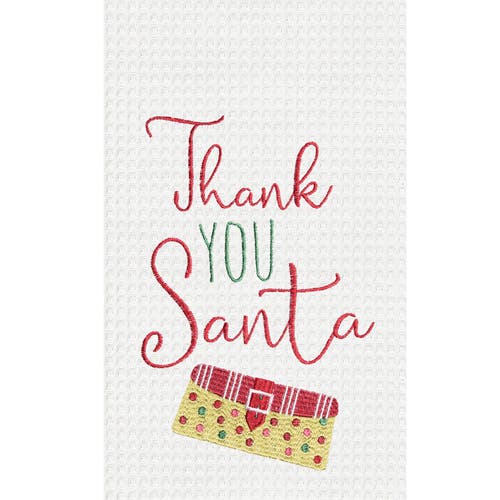 C & F Home C&f Home Thank You Santa Embroidered Waffle Weave Kitchen Towel In Multi