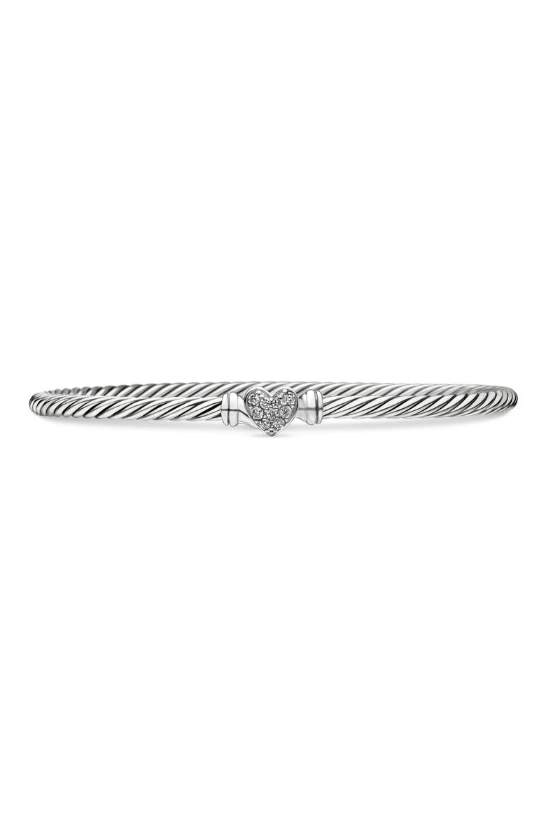 Cable Collectibles® Diamond Heart Bracelet, Main, color, SILVER