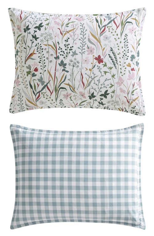 Eddie Bauer Woodland Forest Reversible Comforter Set In White/grey/rose Pink