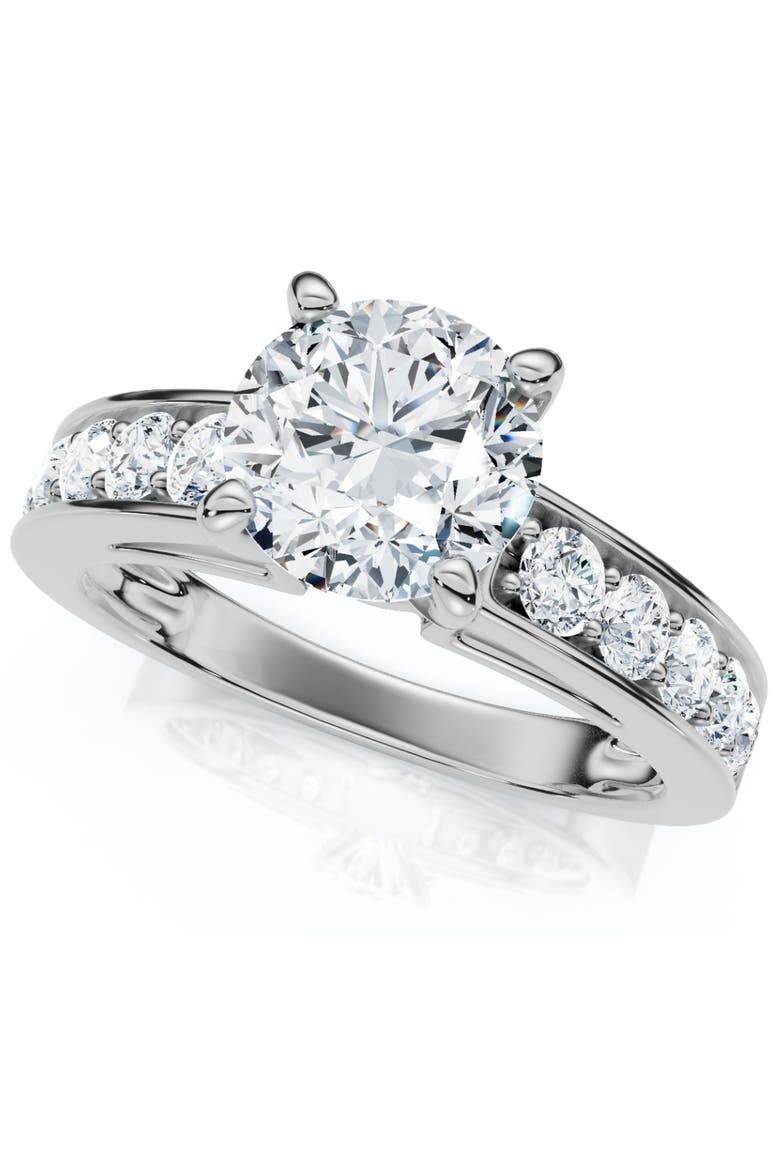 Certified 3 Ct Diamond Engagement Ring Cathedral Lab Grown, Alternate, color, 14k White Gold