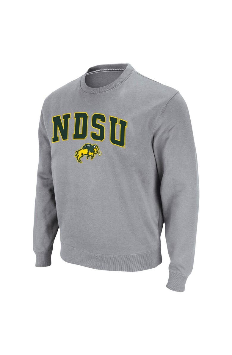 COLOSSEUM Men's Colosseum Heathered Gray NDSU Bison Arch & Logo Tackle Twill Pullover Sweatshirt, Alternate, color,